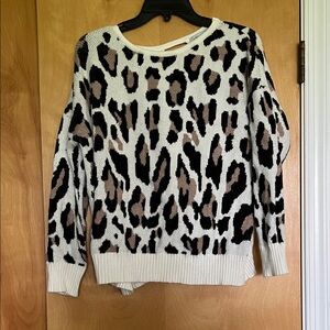 White Birch Animal Print Crew Neck Sweater